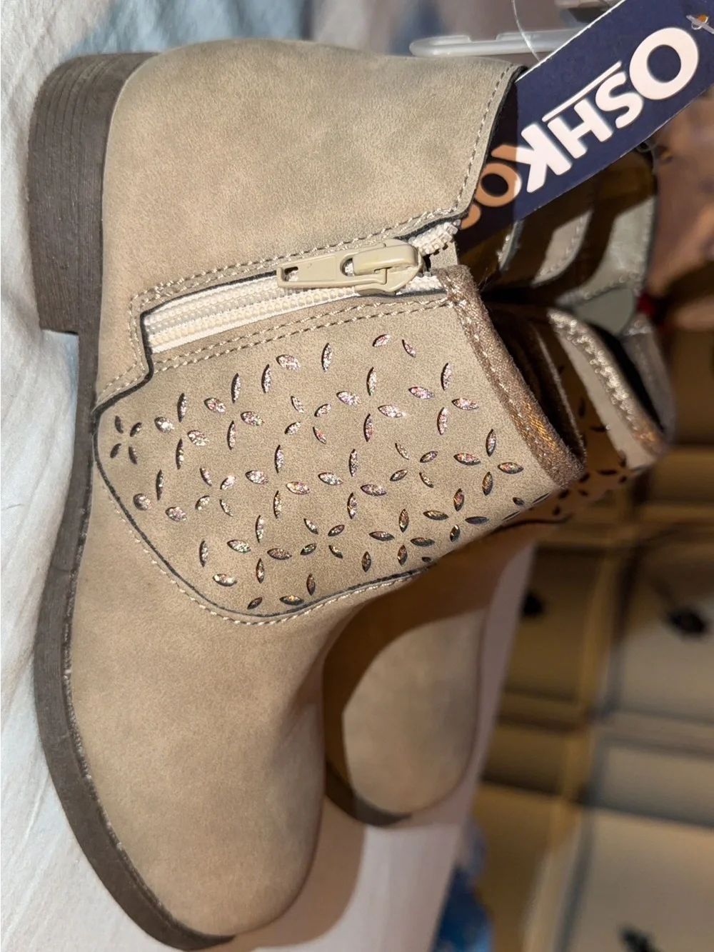 OshKosh B'gosh Taupe Ankle Boots with Cutout Detail